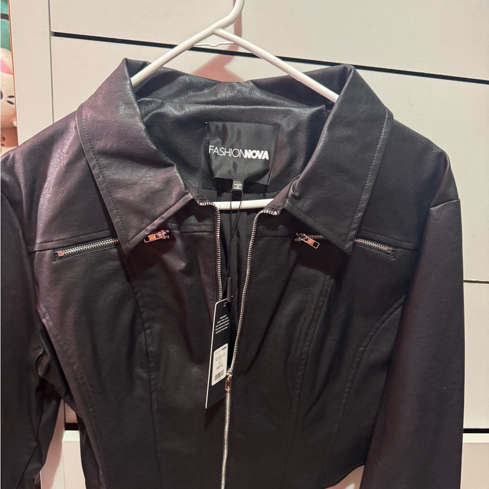 Fashion Nova Sleek Black Leather Jacket